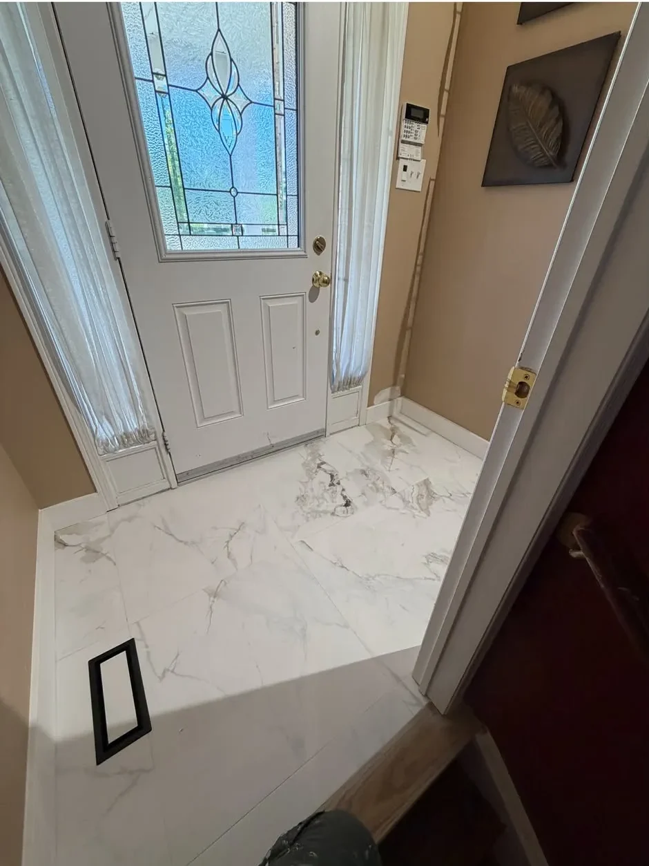Completed hardwood staircase landing