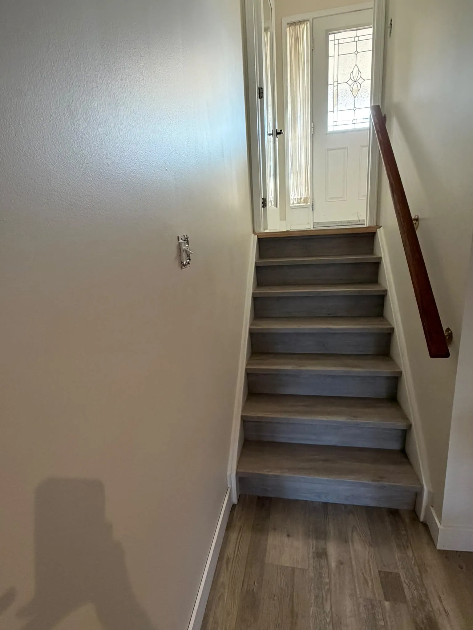 Completed hardwood staircase landing