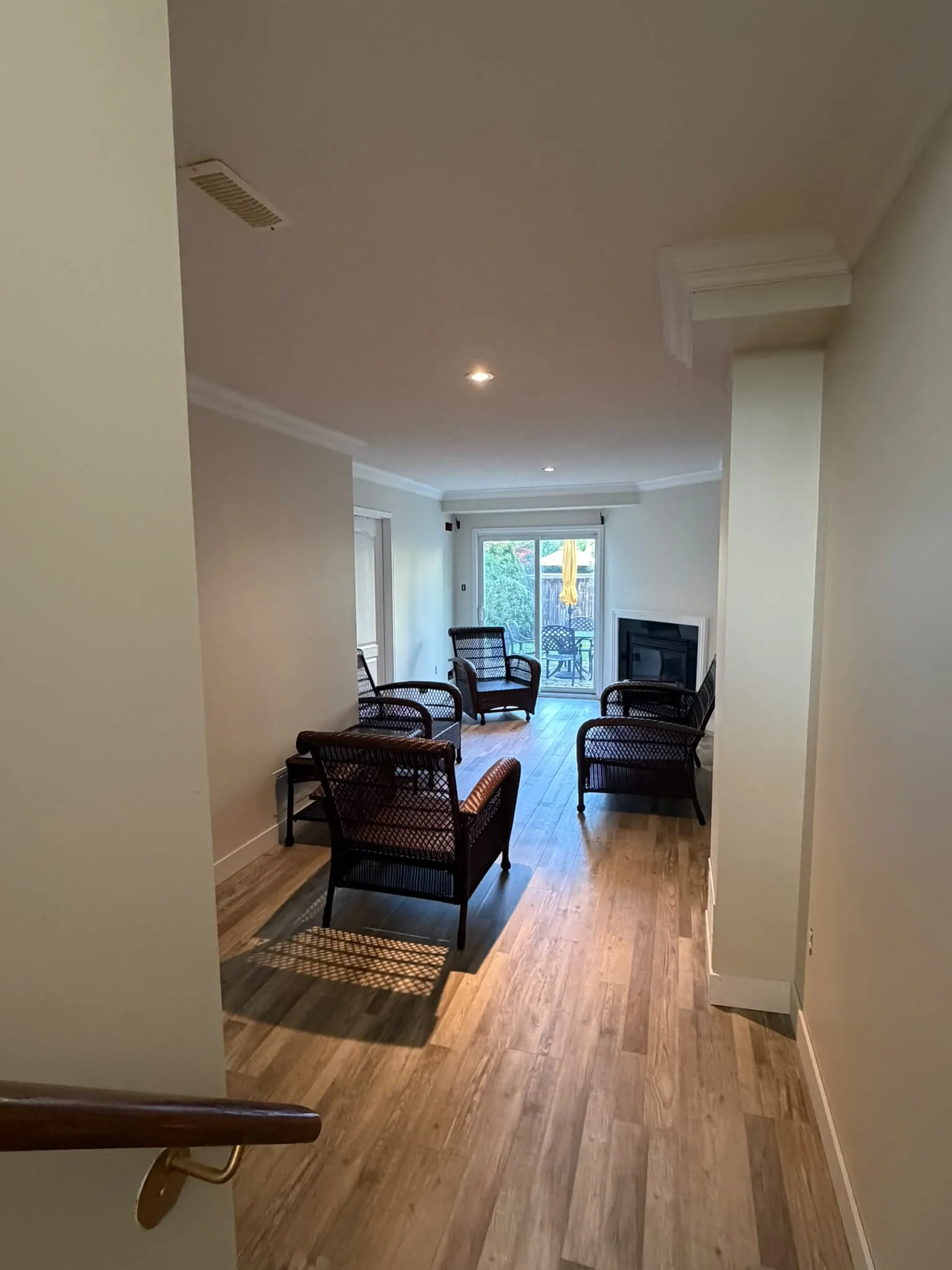 Completed hardwood staircase landing